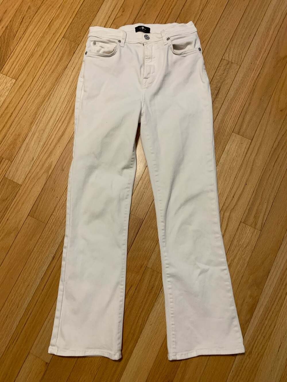 7 For All Mankind White Straight Leg Jeans
